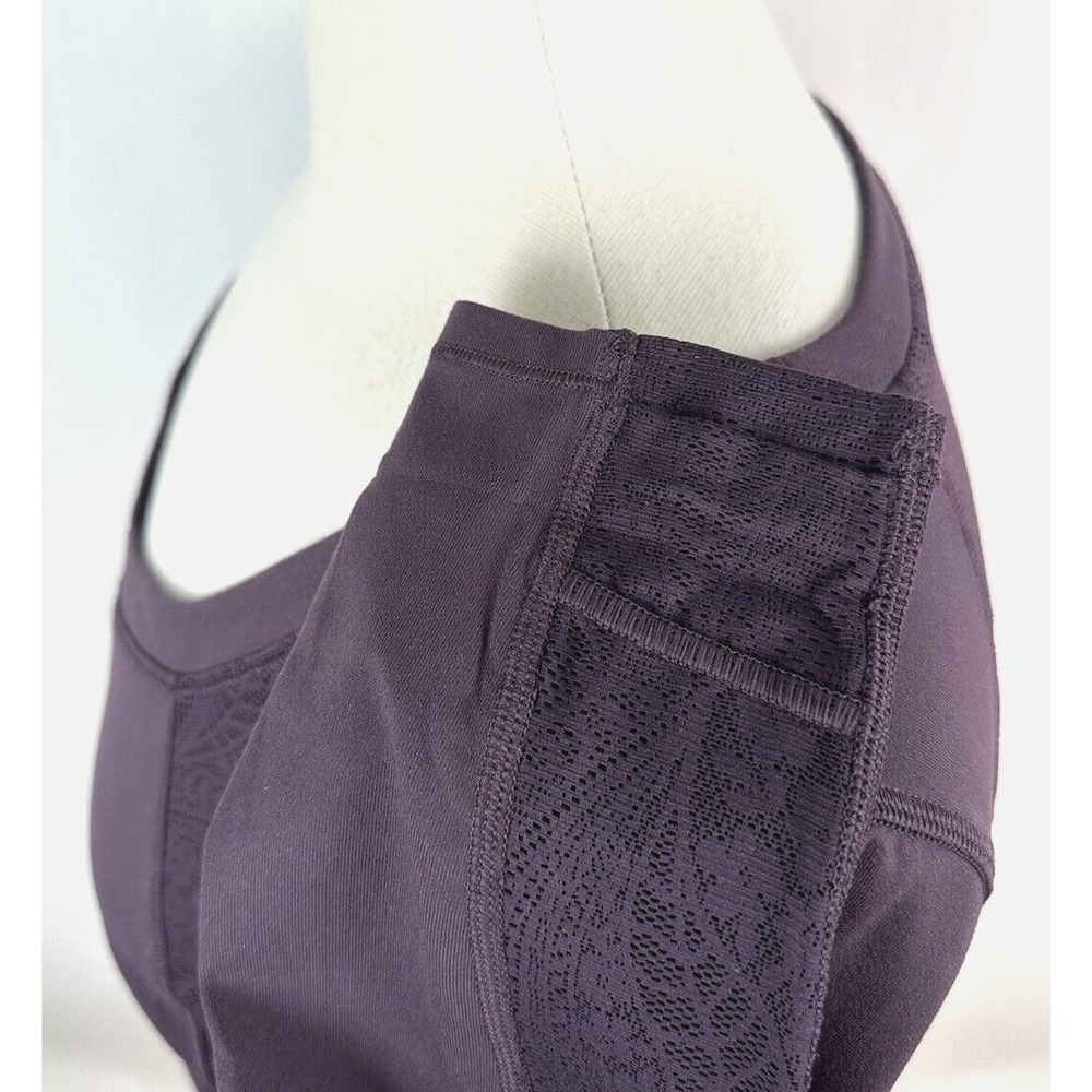 NWT Athleta Shanti Lace Top Plus 1X 16W 18W Deep Crocus Violet Fitted Crop Scoop - Picture 8 of 16